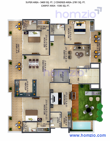 4 BHK |3400 Sq.Ft