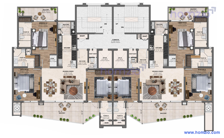 3BHK | 2325 Sq Ft |1.90CR