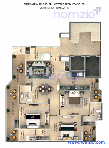 3+1 BHK |2025 Sq.Ft